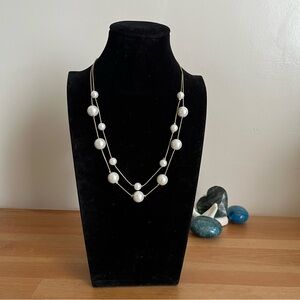 Vintage Monet classic double strand glass pearl necklace - women's jewelry
